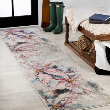 Pastello Modern Abstract Muted Flowers Area Rug